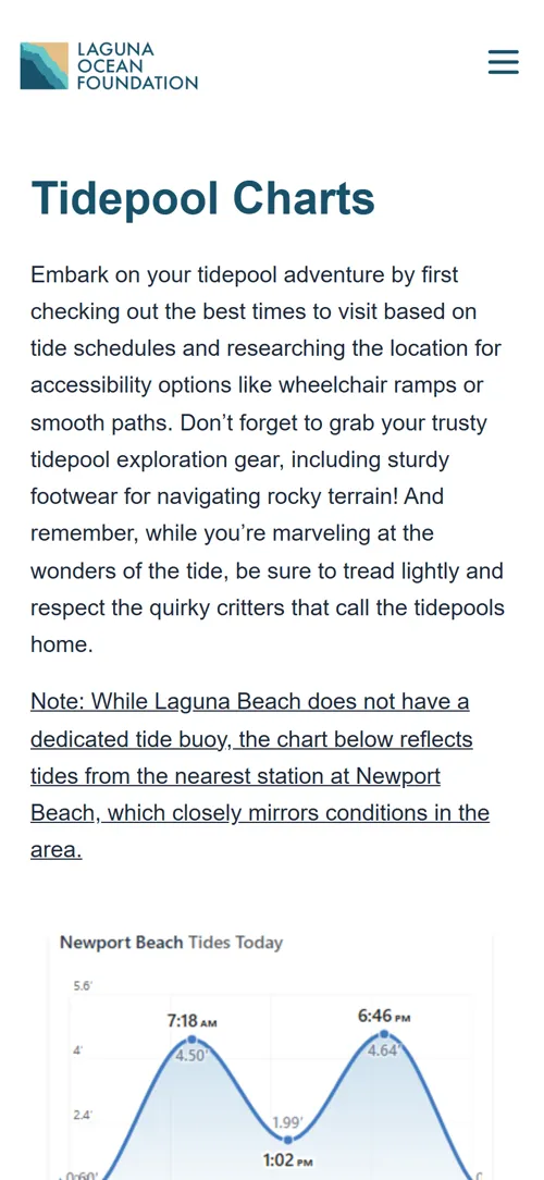 Laguna Ocean Foundation tidepool charts page