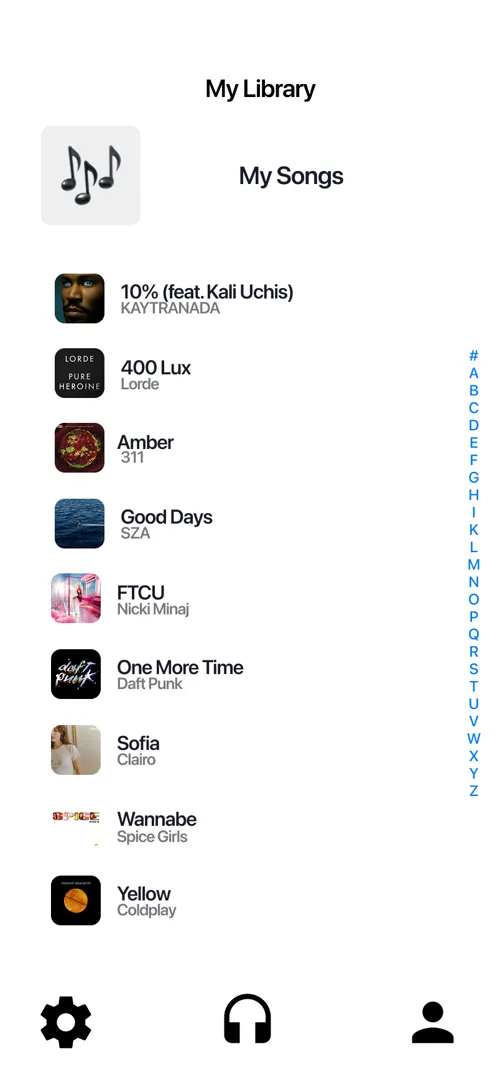 Remembra song library screen