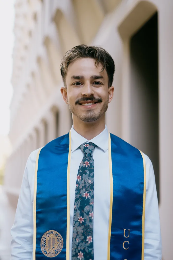 Ethan in his UC Irvine graduation stole, shot on film
