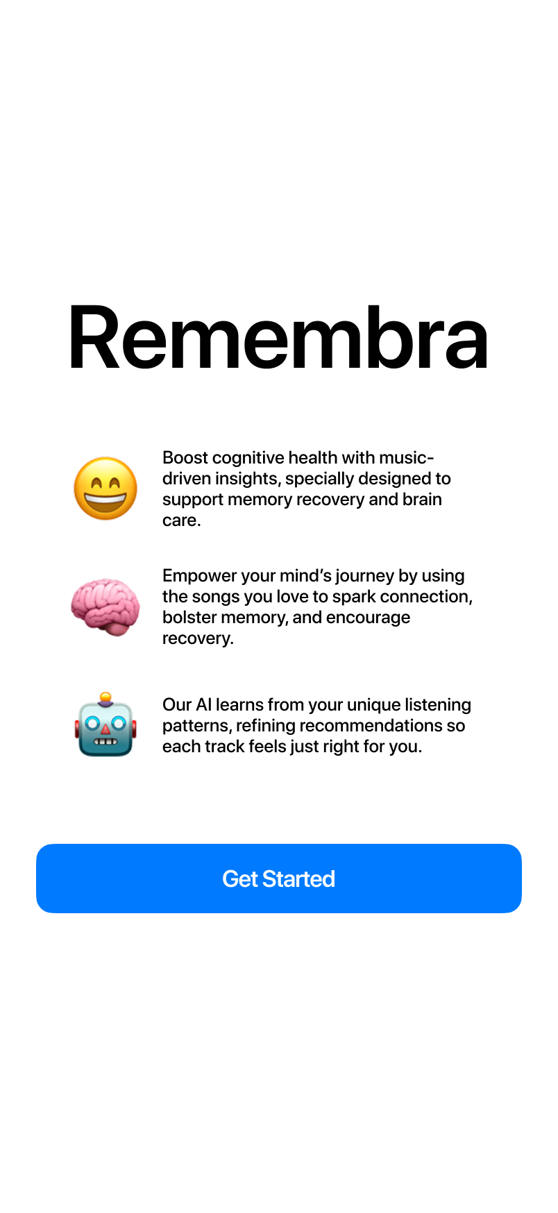 Remembra welcome screen