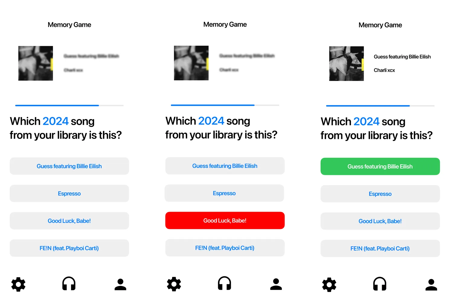 Remembra memory game screens